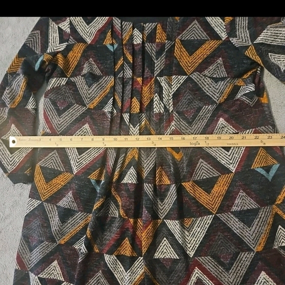 Perceptions New York Dress XL•Multicolor Geometric Scoop Neck 3/4 Sleeve Retro - Picture 14 of 16